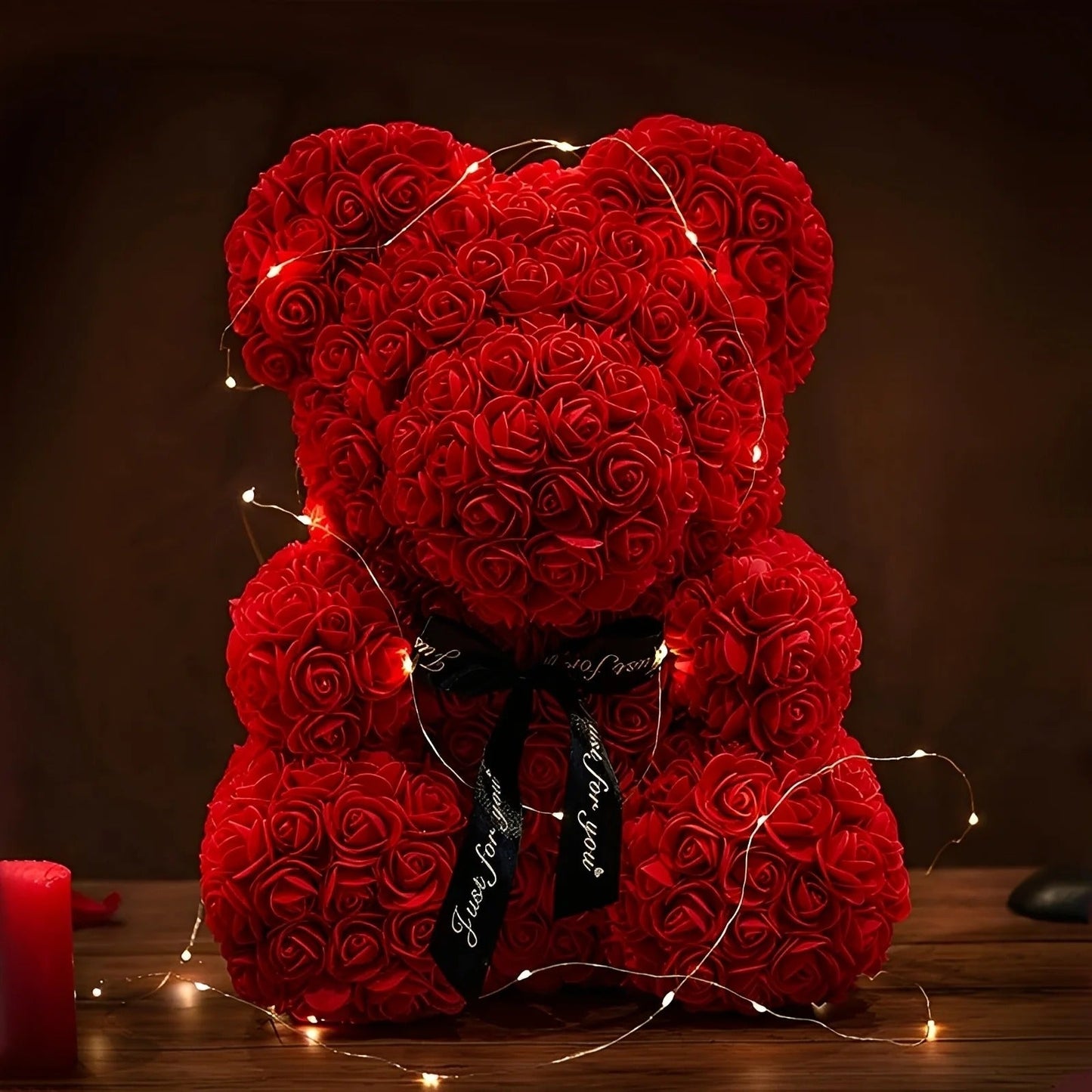 Teddie - Romantyczny Miś z Róż i LED Pudełkiem na Walentynki