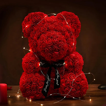 Teddie - Romantyczny Miś z Róż i LED Pudełkiem na Walentynki