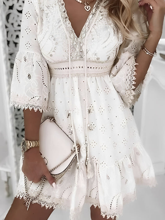 Hollie - Elegancka Boho-Sukienka Mini z Chwostami dla Kobiet