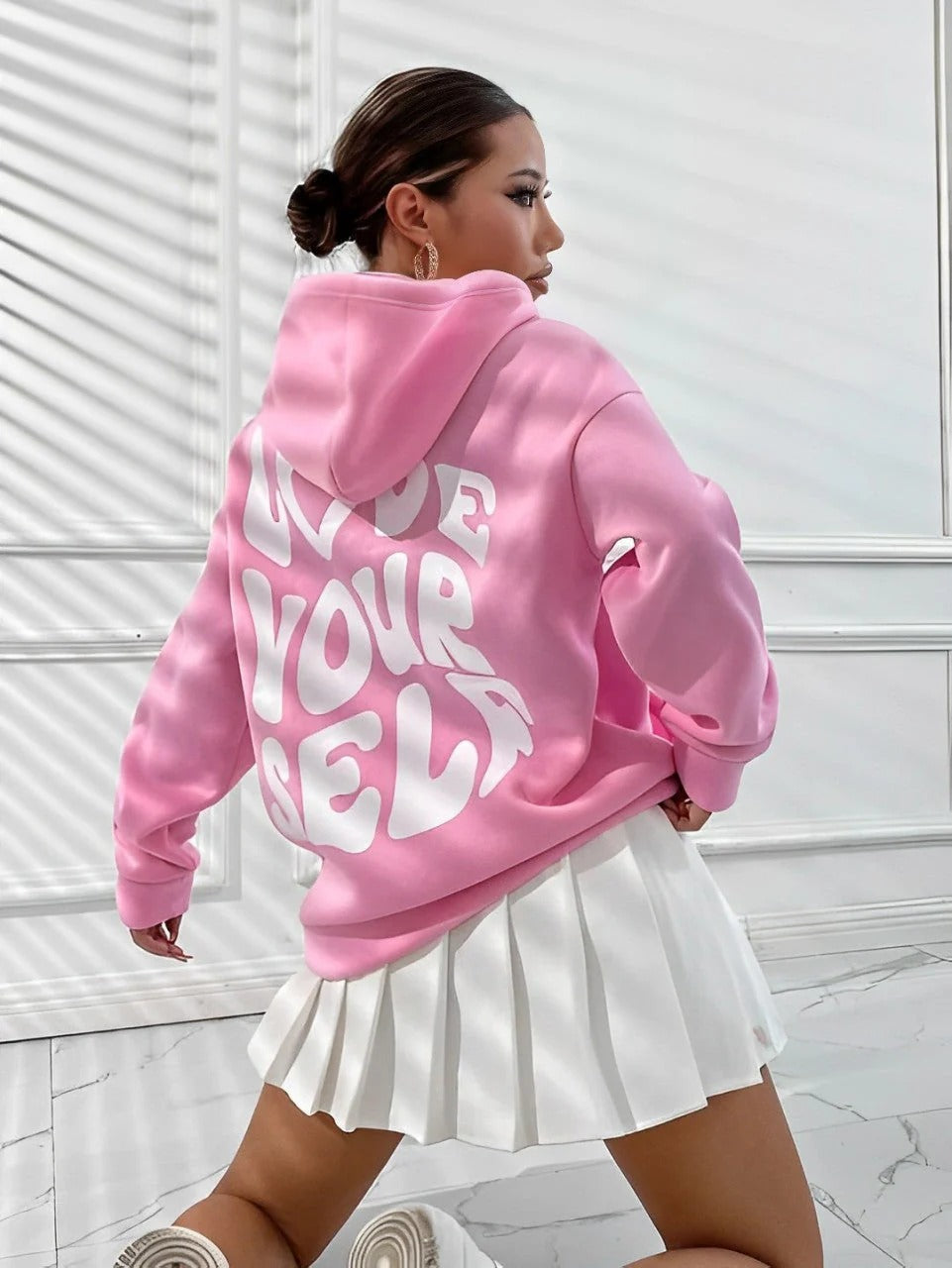 Gisselle - Modny, luźny hoodie z wzorem dla kobiet