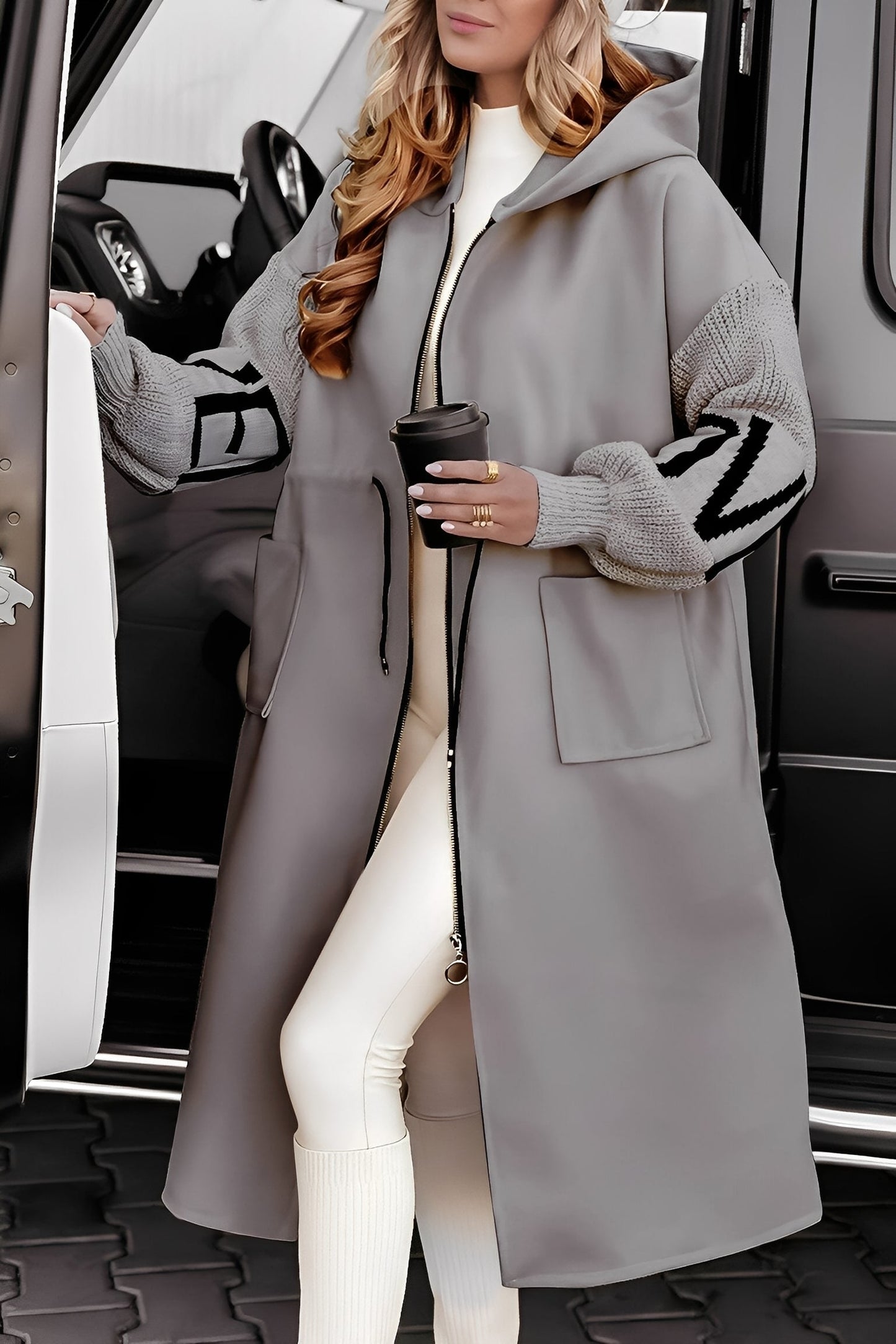 Eloise - Nowoczesna długa damska kurtka z kapturem