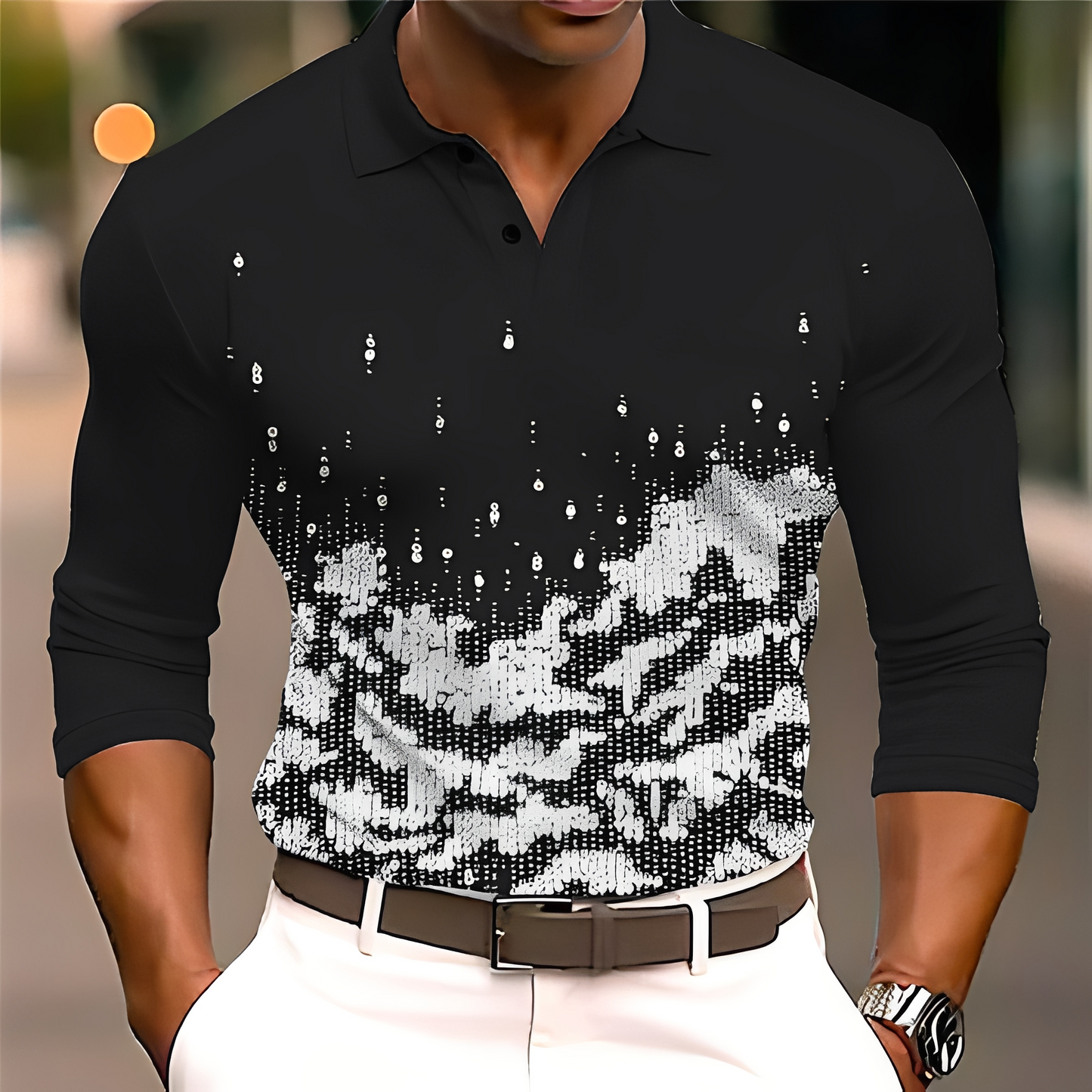 Adolphe - Elegancka koszulka polo z długimi rękawami dla mężczyzn