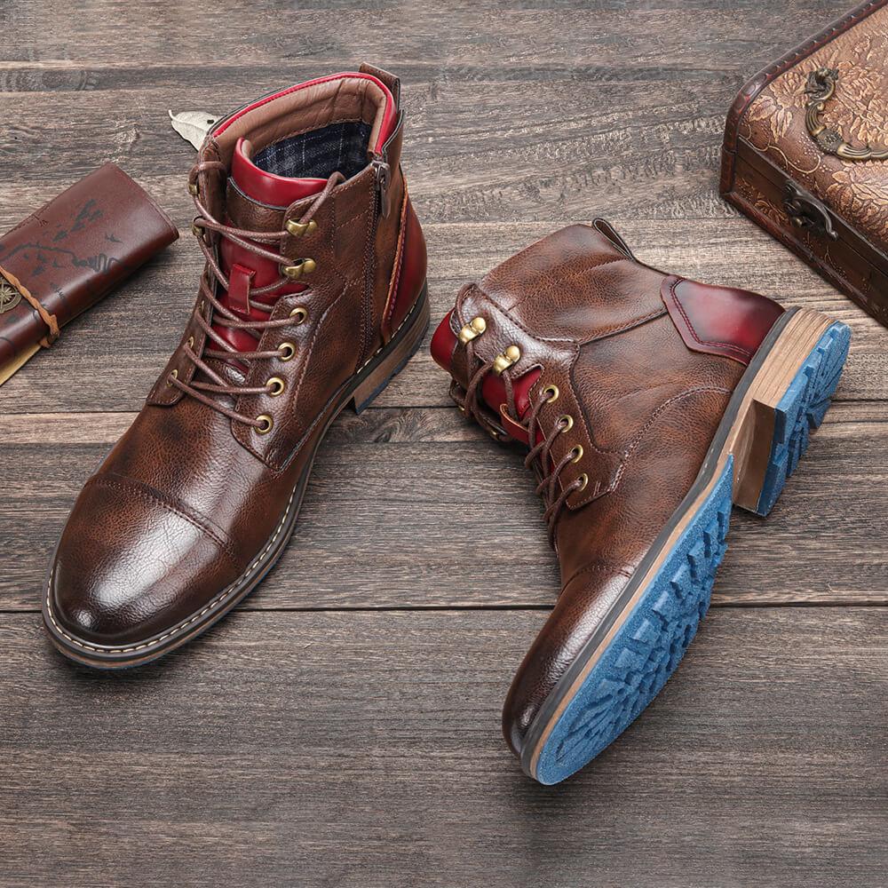 Louis - Retro skórzane buty męskie z zamkiem