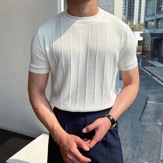 Sokka - Prążkowany, luźny T-Shirt dla mężczyzn
