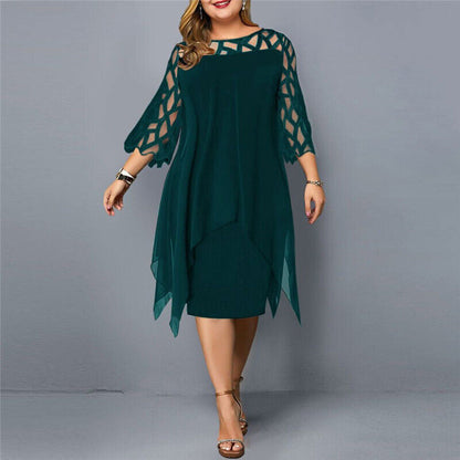 Cathryn - Elegancka Midi-Sukienka w Dużym Rozmiarze