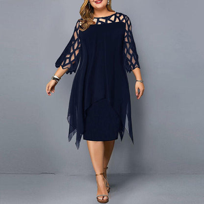 Cathryn - Elegancka Midi-Sukienka w Dużym Rozmiarze