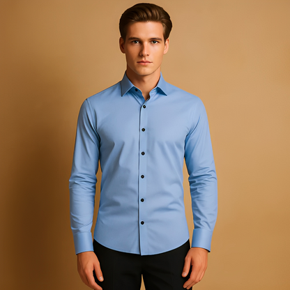 Aldous - Męska koszula slim fit z elastycznego materiału