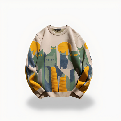 Ammon - Męski sweter z grubego materiału dzianinowego